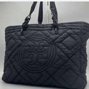Tory Burch Nylon Quilted Fleming Tote, Navy Blue